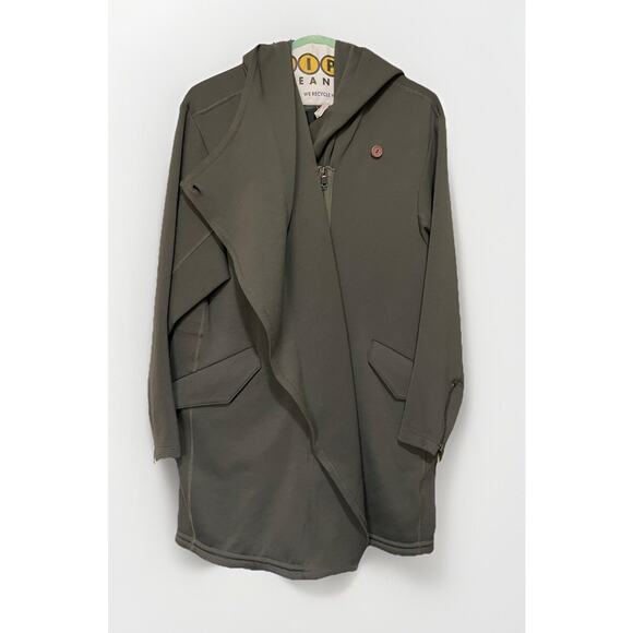 Womens Carbon38 Olive Green Performance Asymmetrical Zip Anorak Hoodie Jacket-S - Picture 3 of 5